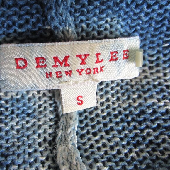 DEMYLEE Linen Blue & Off-White Tie-Dye Open Front Long Cardigan – Small - Picture 5 of 7